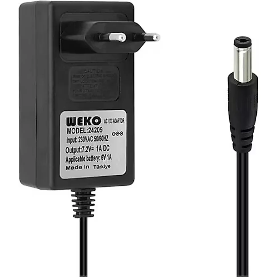 Weko 7.2Volt - 1Amper 5.5x2.5 Uçlu Ledli Yerli Üretim Priz Tipi Adaptör