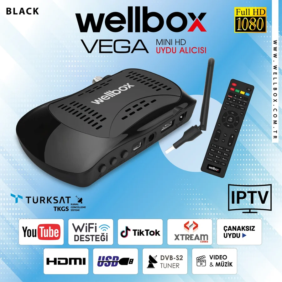 Wellbox Wi-Fi Youtube I P T V Özellikli Çanaklı Çanaksızfull Hd Uydu Alıcısı