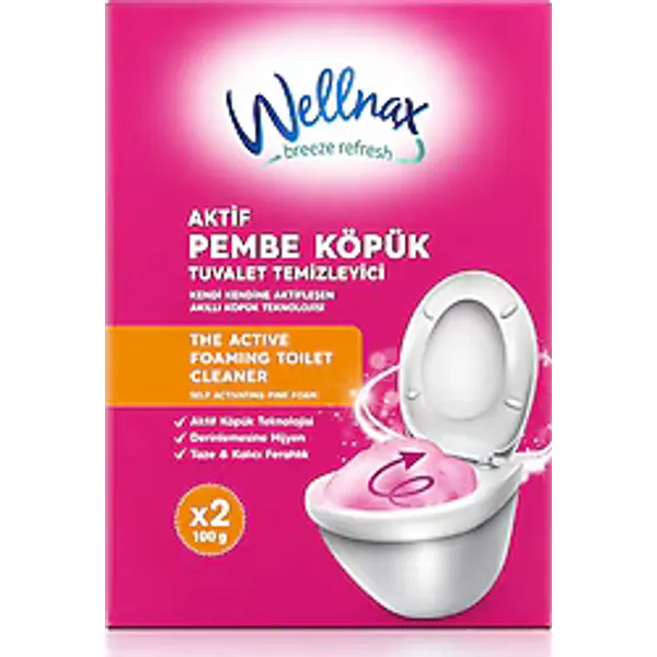 Wellnax Breeze Refresh Aktif Pembe Köpük Tuvalet Klozet Temizleyici 2x100 gr