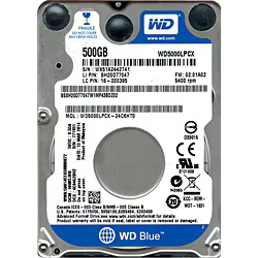 Western Digital Blue WD5000LPCX SATA 3.0 5400 RPM 3.5" 500 GB Harddisk