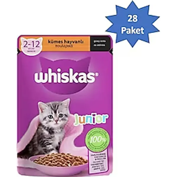 Whiskas Gravy Soslu Kümes Hayvanlı 85 gr 28'li Yavru Kedi Yaş Maması