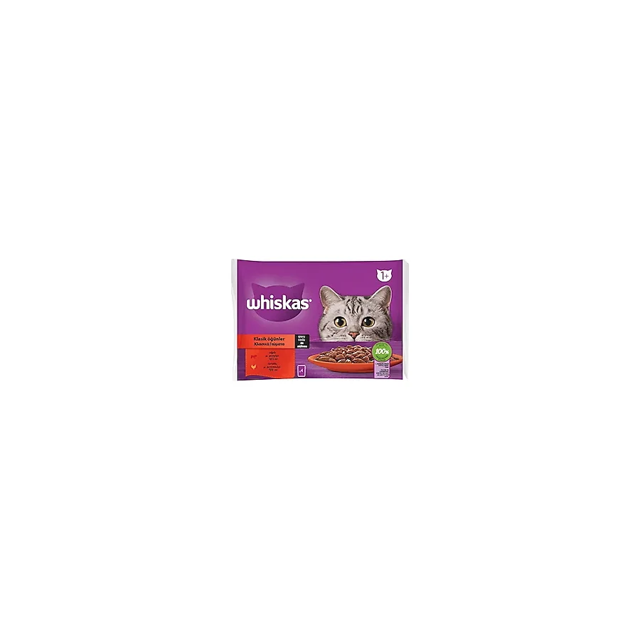 Whiskas Klasik Öğünler 4x85 gr Yetişkin Kedi yaş Maması