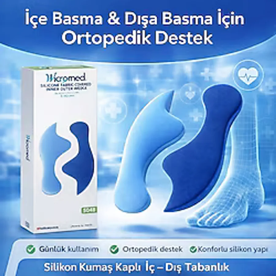 Wicromed Silikon Kumaş Kaplı Içe Basma Dışa Basma Ortopedik Tabanlık MT5048