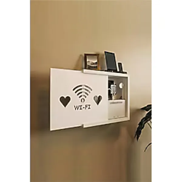 Wifi-modem Kalpli Kapak Saklama Kutusu Bilgisayar Kablo Priz Beyaz