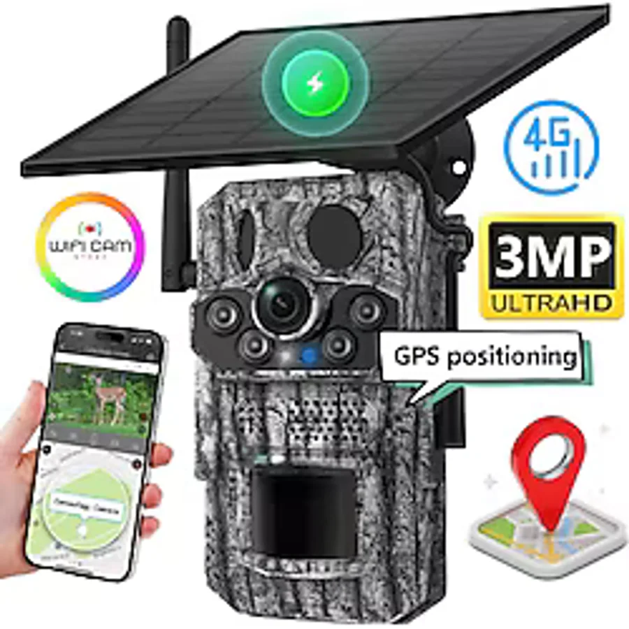 WİFİCAM 3 Sensörlü GPS Destekli 4G Sim Kartlı Solar Foto Kapan Kamera