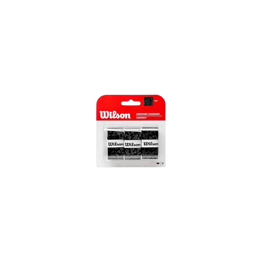 Wilson AbsorbX Tenis Overgrip - 3'lü Paket, Siyah