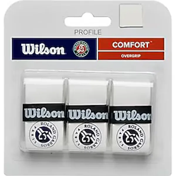 WILSON Roland-Garros Tenis Overgrip - 3'lü Paket, Beyaz/Lacivert