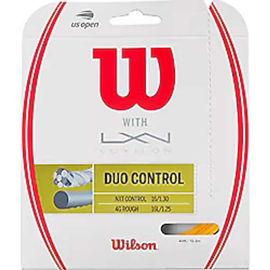 Wilson Tenis Raketi İpi, İkili Kontrol, 40 ft, Luxilon 4G Kaba ve Wilson NXT Kontrolü, Altın/Şeffaf/Doğal, Üniseks, WRZ949720