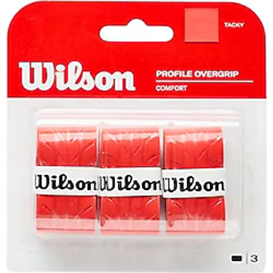 Wilson Üniseks Greepbanden Profiel Overgrip 3'lü Paket Tutamak Nder, Kırmızı, NS EU