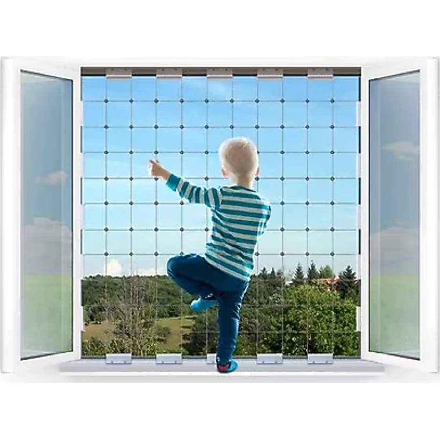 Winblock Çocuk Pencere Çelik Güvenlik Ağı Orta Boy Kutu - Beyaz - 60 x 100 cm