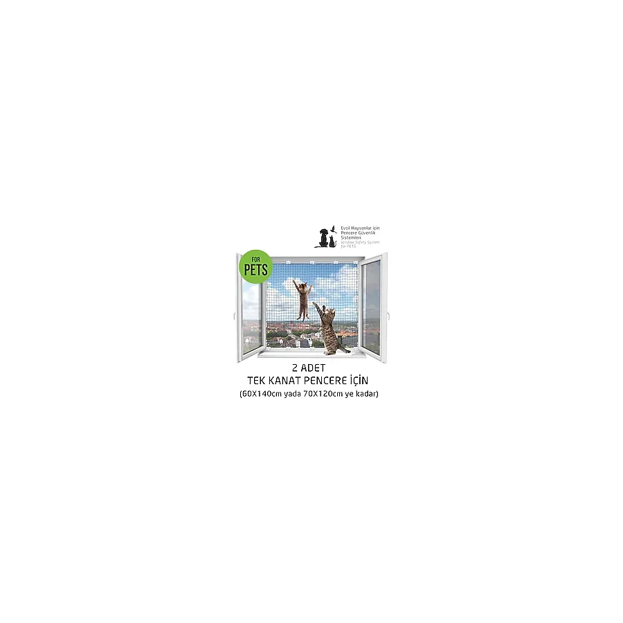 WINBLOCK PETS - Kediler için Pencere Güvenlik Ağı - Kedi Filesi Sistemi - 2 Lİ EKONOMİK KUTU