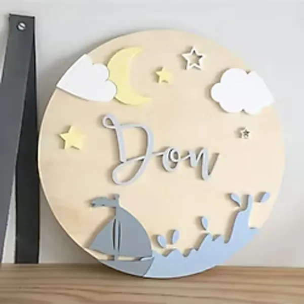 Windly Concept Isimli Kapı Süsü Bebek Odası Çocuk Odası Dekoru 30 Cm
