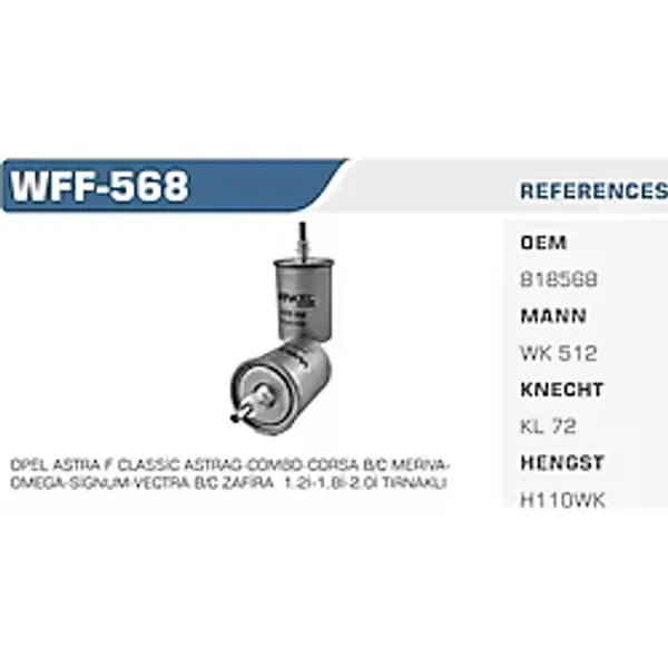 WINKEL WFF-568 Benzin Filtresi Marea Brava Bravo / Astra G Vectra B C Corsa B C Combo / Golf Polo III 94- Yakıt Filtresi 37881844