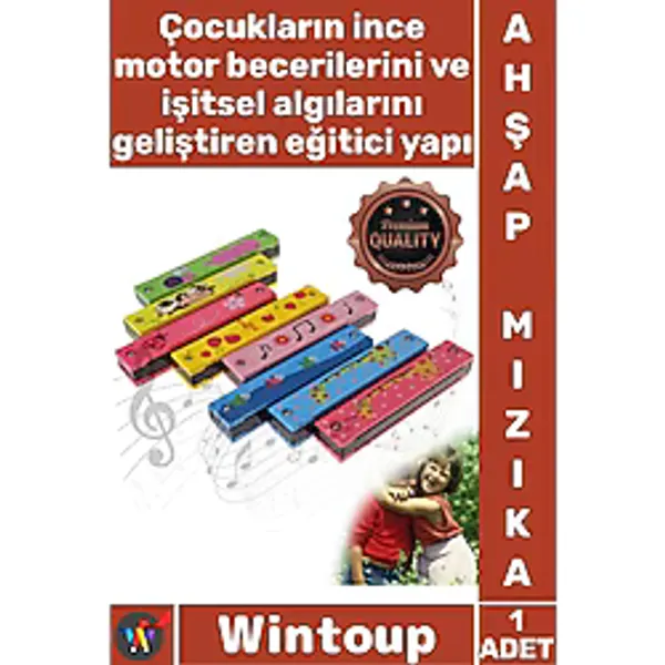 Wintoup #mızıka Kalite Eğitici Müzik Aleti Çocuk Ritim Gelişimi Sağlayan Renkli Tasarım Sağlam Ahşap Mızıka - Tek Ebat
