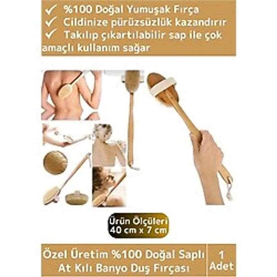 Wintoup Özel Üretim Doğal Yumuşak Vücut Masajı Etkili Saplı At Kılı Banyo Duş Fırçası