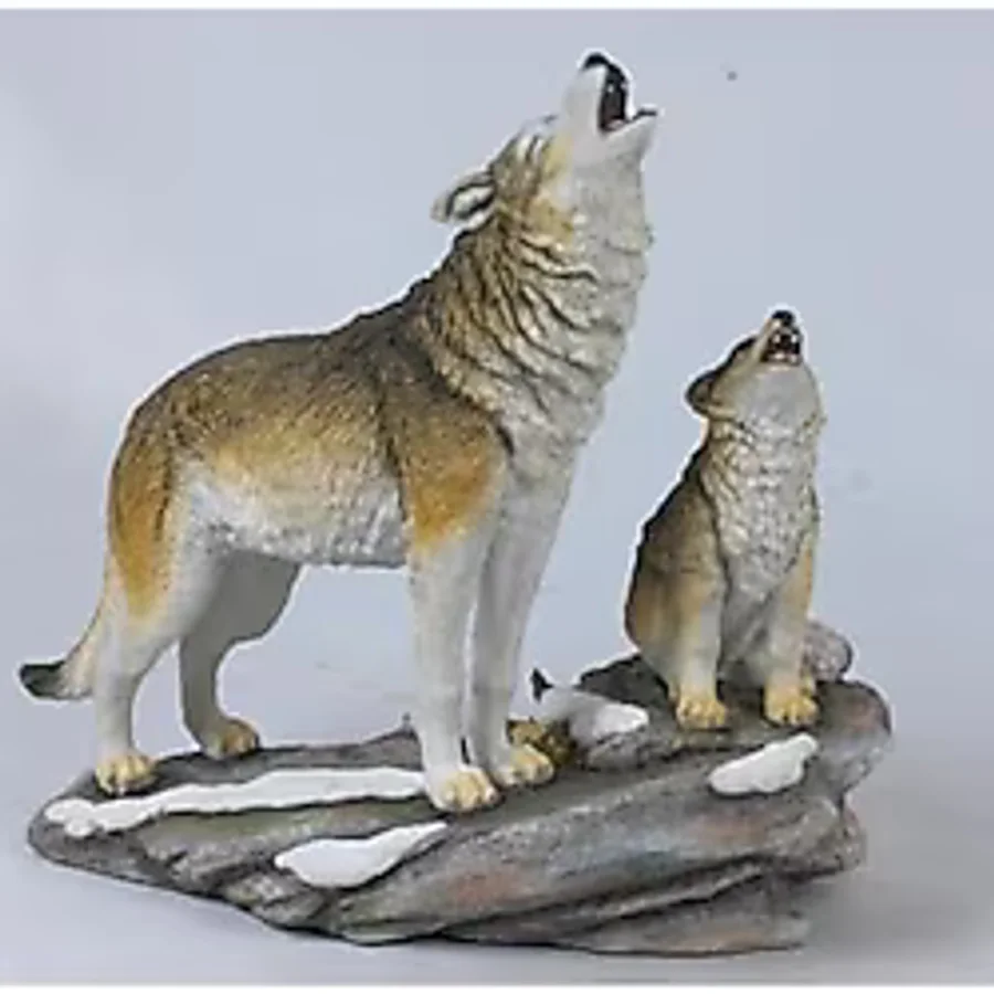 Wise Hayvanlar Alemi - Kurt ve Yavrusu Biblo (27x16,5x25 Cm)