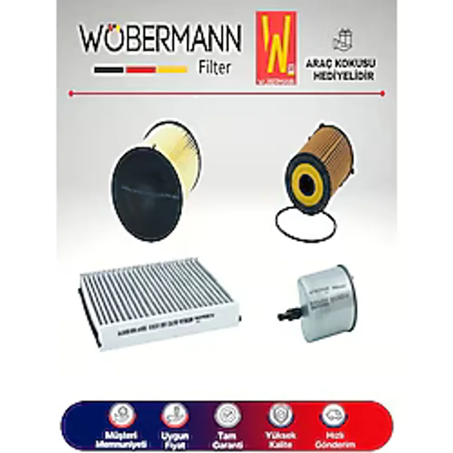 Wöbermann Ford C-MAX 1.6 TDCI Filtre Bakım Seti 2011-2015 4'lü Karbonlu