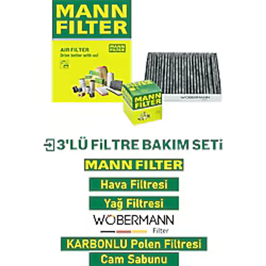 Wöbermann+mann Ford Focus 1.6 Tdci Filtre Bakım Seti E5 2011-2015 3k