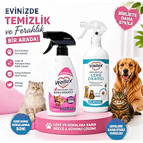 WOLLEX Kedi Kumu Ve Tuvaleti Koku Giderici, Doğal idrar Ve Çişi Spreyi,Evcil Hayvan Leke Çıkarıcı 500 ML Kedi & Köpek İdrar,Koku Giderici