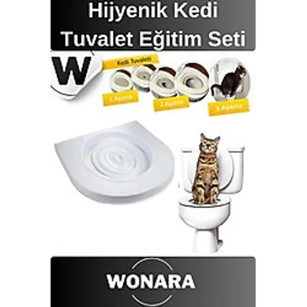 Wonara Pratik Yavru Yetişkinler Klozet Alıştırma Kapaklı Kum Kabı Hijyenik Kedi Tuvalet Eğitim Seti