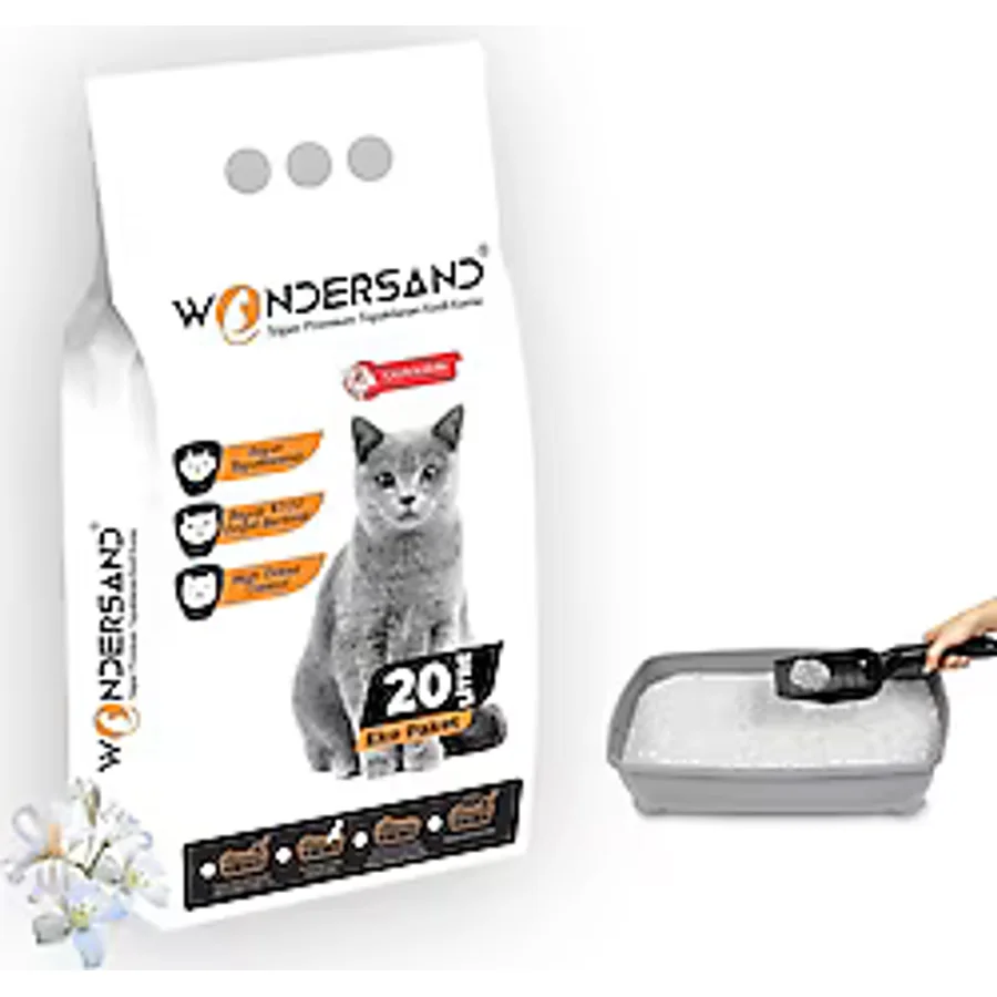 Wondersand Çiçek Kokulu İnce Taneli 20 lt Beyaz Bentonit Kedi Kumu