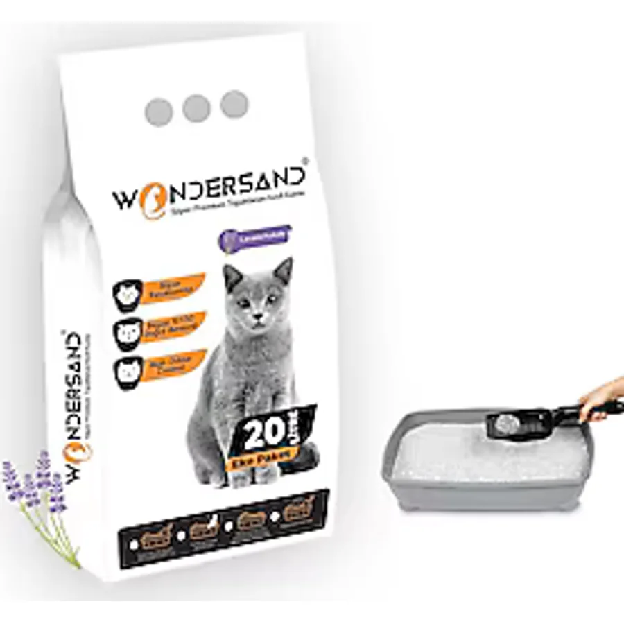 Wondersand Lavanta Kokulu İnce Taneli 20 lt Beyaz Bentonit Kedi Kumu