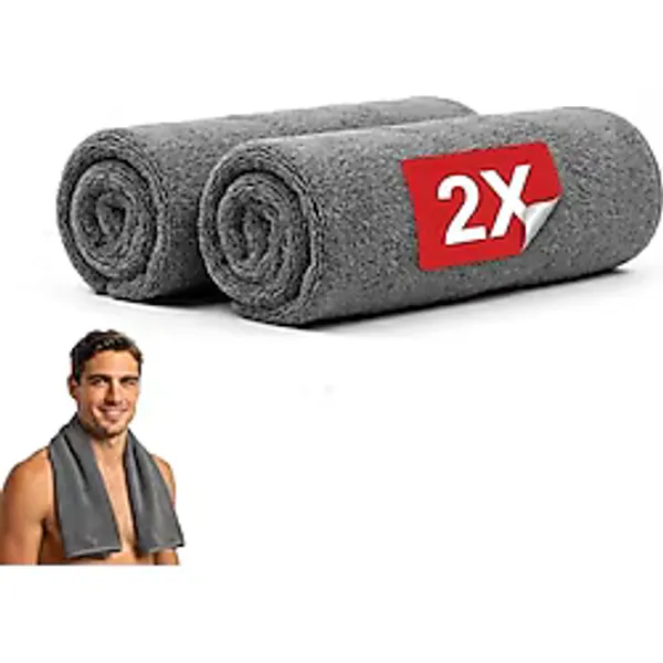 Wonkey - Sporcu Fitness Antreman Havlusu 30x100 cm, Ultra Hafif ve Hızlı Kuruyan Mikrofiber Spor Havlu, Gym Boks Pilates Tenis Havlusu (2'i Paket - Gri) - 30 x 100 cm