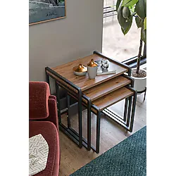 Wood House Lavisa 3'lü Zigon Sehpa (TEKERLİ) Beyaz-antrasit