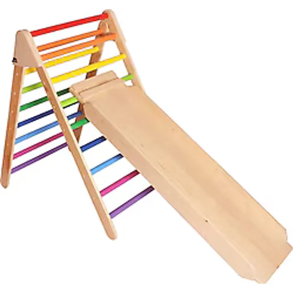 Wood & Joy Ahşap Merdiven ve Geometrik Tırmanma Rampası & Kaydırak