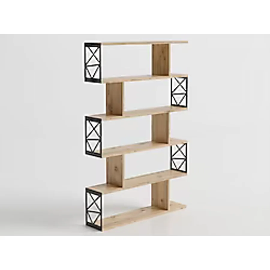 Wood'n Love Zambak Premium 5 Raflı Altıgen Kitaplık