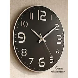 Wooden Factory Büyük Rakamlı Modern Dekoratif Ahşap Duvar Saati - Sessiz Mekanizma - (40 CM)