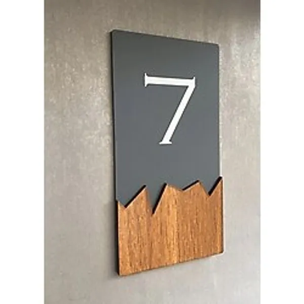 Wooden Serisi Dikey Kapı Numarası