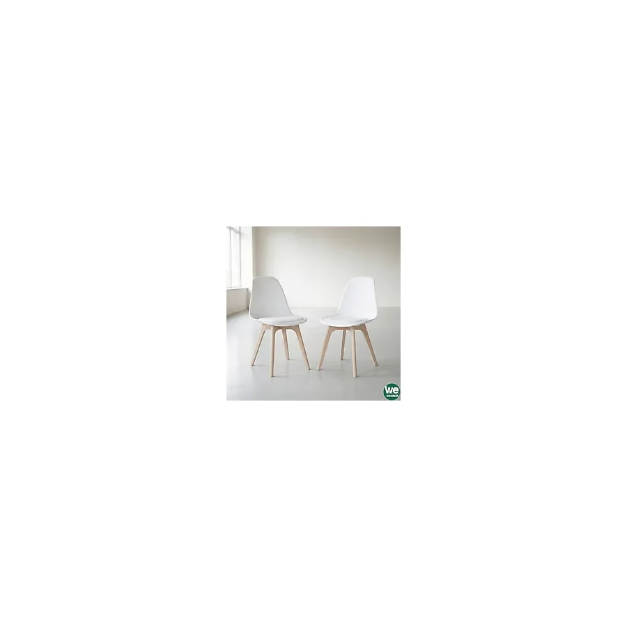 Woodesk Monza Ağaç Ayaklı, Minderli, 2 Adet Beyaz Sandalye SND3015-2BYZ
