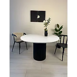 woodywood 120 cm Yemek Masası Yuvarlak Özel Tasarım Siyah Ahşap Model Mutfak