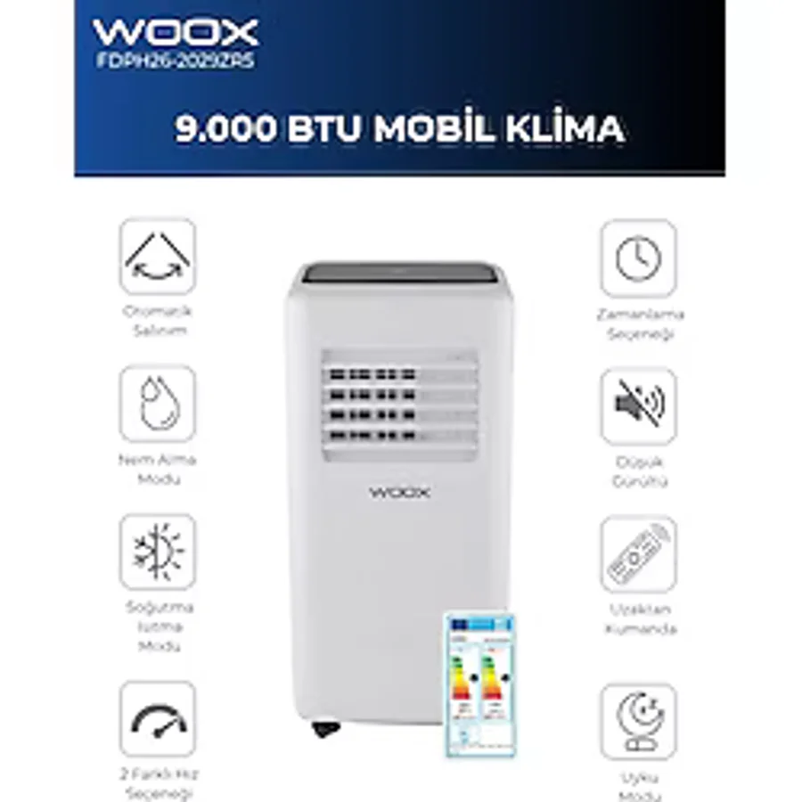 Woox 9000btu, Isıtma & Soğutma Özellikli Taşınabilir Mobil Klima