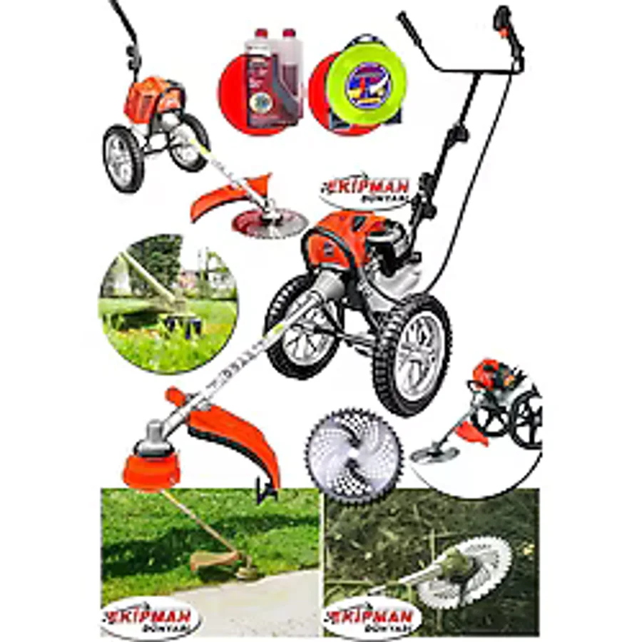 Workmaster 2,5 Hp Arazi Seti Tekerlekli Tırpan Ot Biçme Makinesi Dal Budama Ve Kalın Dikenli Otları Kesme Set