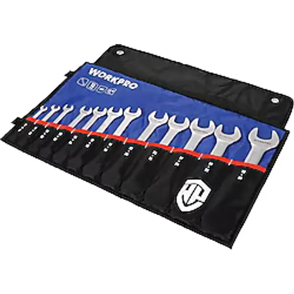 Workpro WP202507 6-32 mm 12 Parça CR-V Açık Ağız Anahtar Takımı + Bez Kılıf