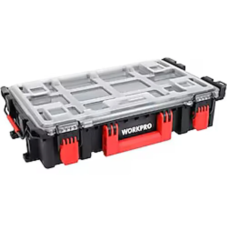 Workpro Wp283029 24Lt 12 Gözlü Şeffaf Kapaklı İstiflenebilir 56X35x12,5Cm Profesyonel Organizer Takım Çantası