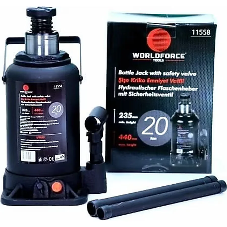 Worldforce 20 Ton Hidrolik Şişe Kriko Vidalı - Siyah