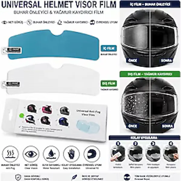Wosen Kask Buhar Önleyici ve Yağmur Kaydırıcı Filim Pinlock Anti-Fog Filmm Ikli