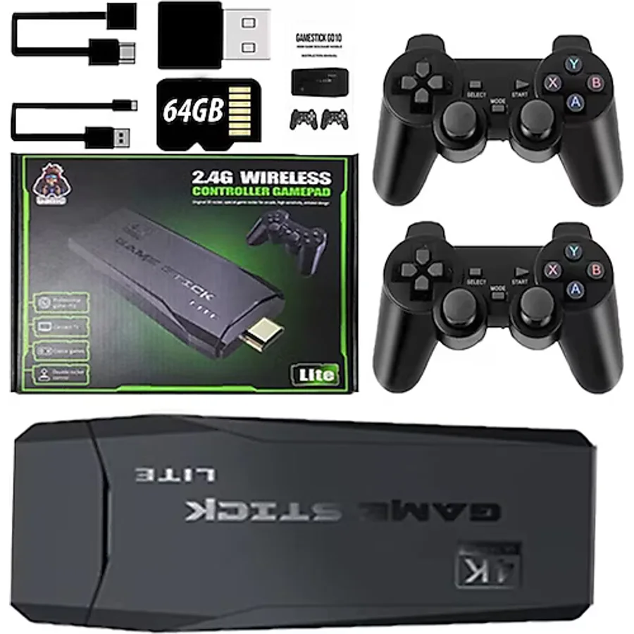 WOTOBE M8 Plus Mini Hdmı 4k 2.4g 64gb Kablosuz Gb/gba/gbc Çift Kollu Tv Oyun Konsolu U-lite