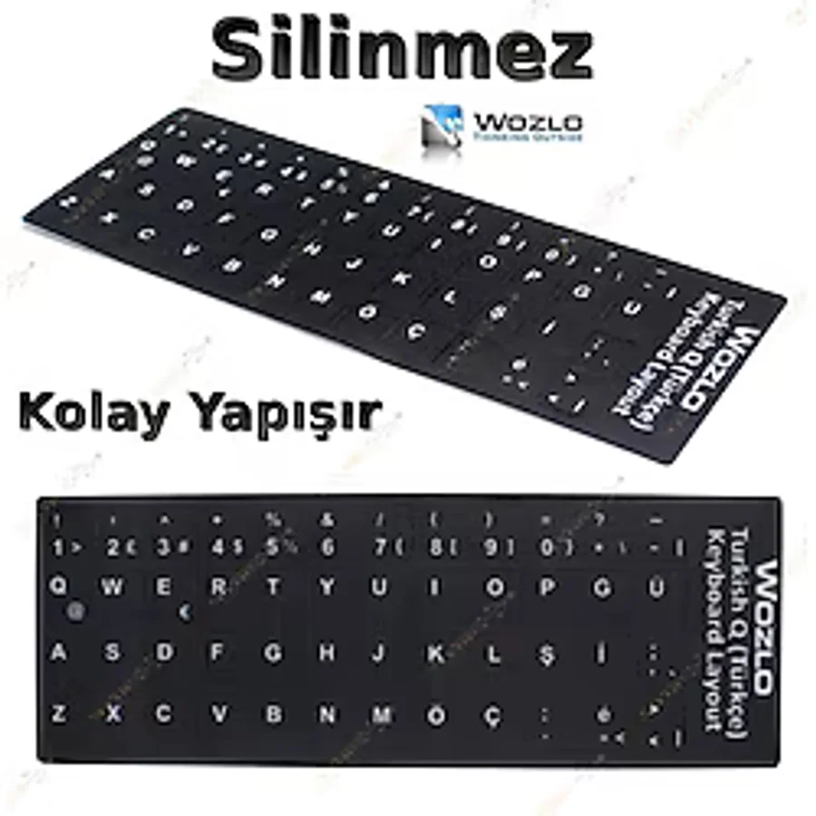 WOZLO Laptoplar İçin Türkçe (q) Klavye Sticker Siyah
