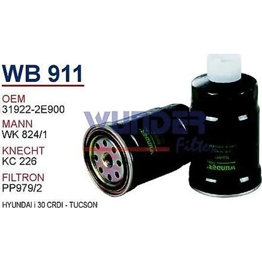 WUNDER WB911 Mazot Filtresi Accent Era Getz I10 08- I20 I30 08- Ix35 Santafe 00-05 Tucson 04-10 Starex H1 08- H1