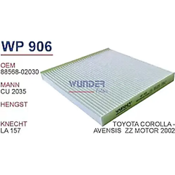WUNDER WP906 Polen Filtresi Corolla Uyumlu 03-07 Avensis 03-08