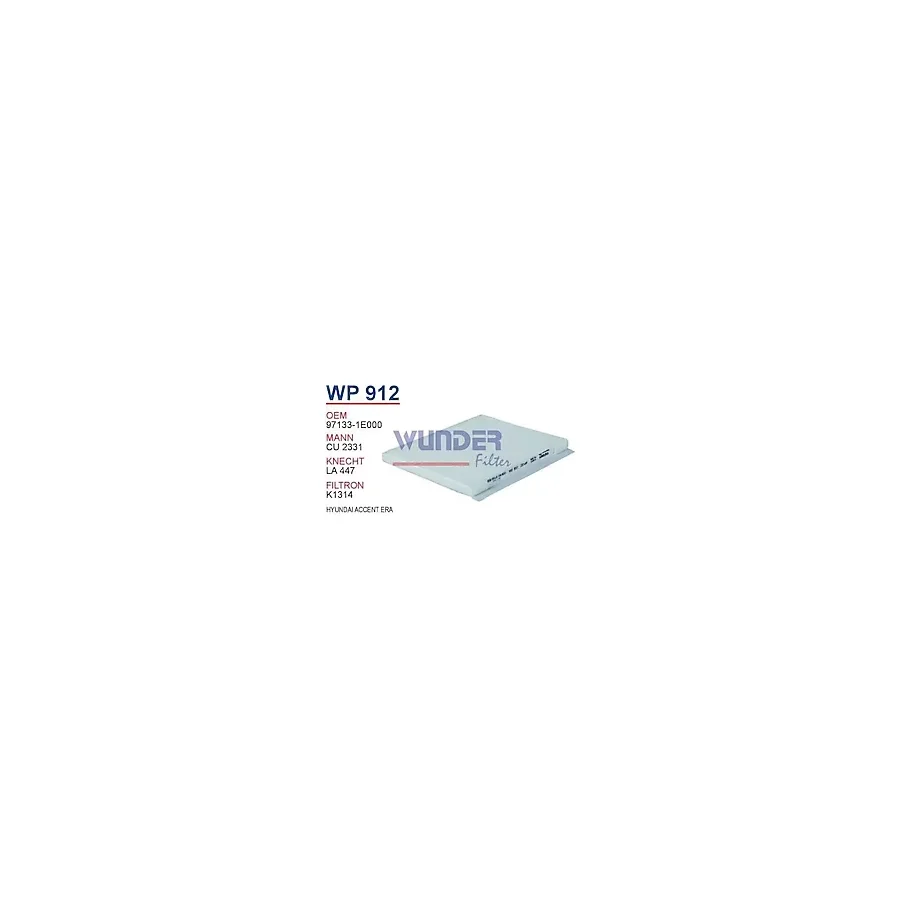 WUNDER WP912 Polen Filtresi Accent Era 07-11 I30 Elentra Cu2331