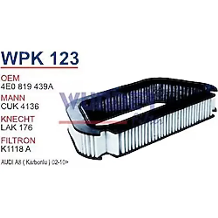 WUNDER WPK123 POLEN FİLTRESİ - AUDİ A8 02-10
