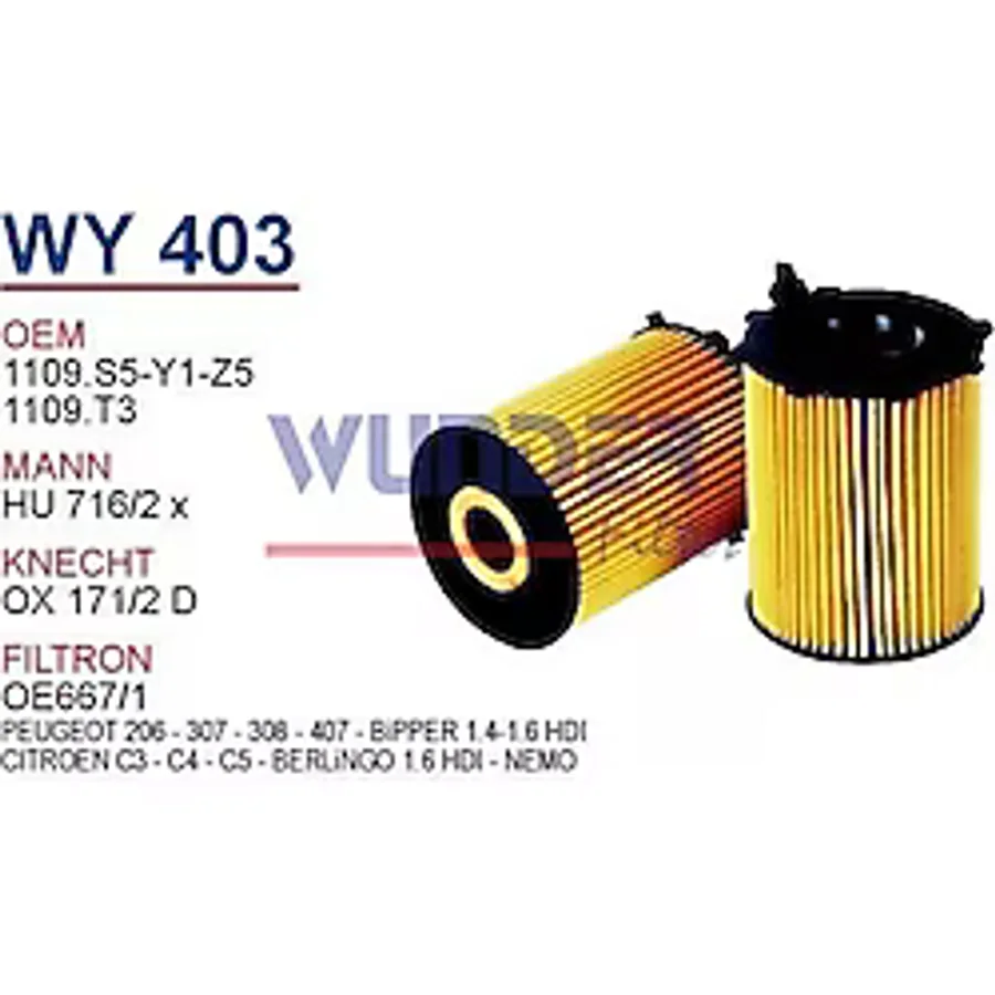 WUNDER WY403 YAĞ FİLTRESİ - VOLVO C30 - S40 -V50 1,6 D