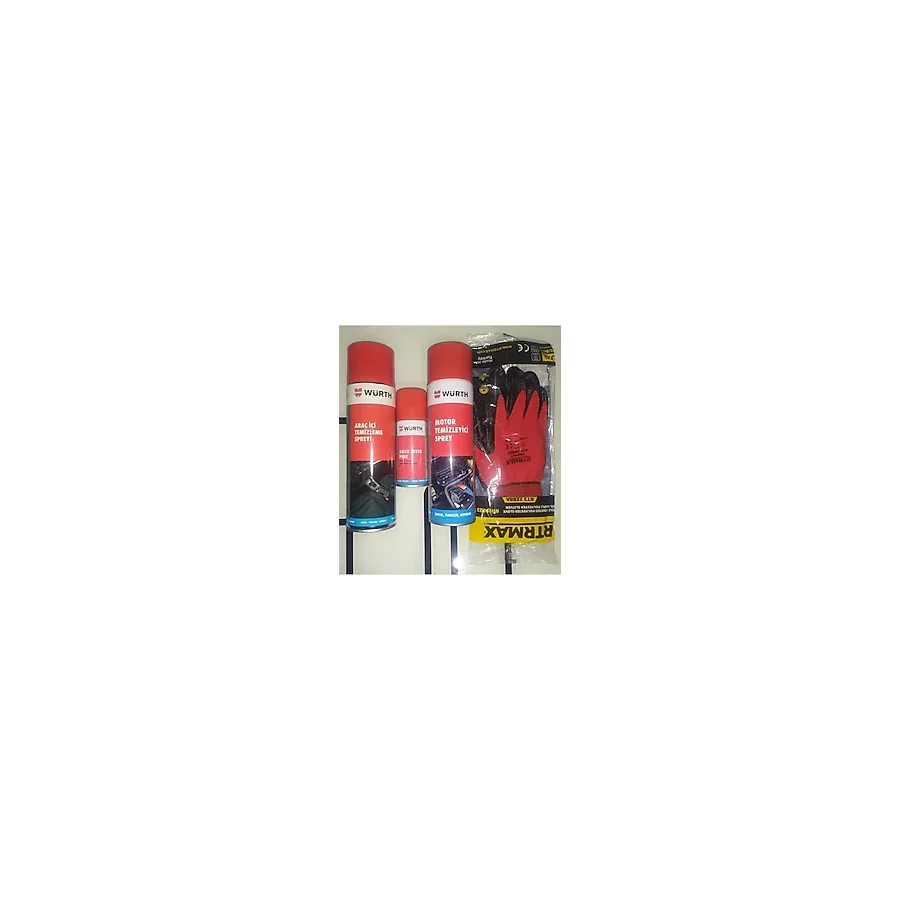 Würth Hızlı Motor Temizleme+Araç Içi Temizleme+Klima Temizleme+Eldiven Set Yeni Ürün Würth Set