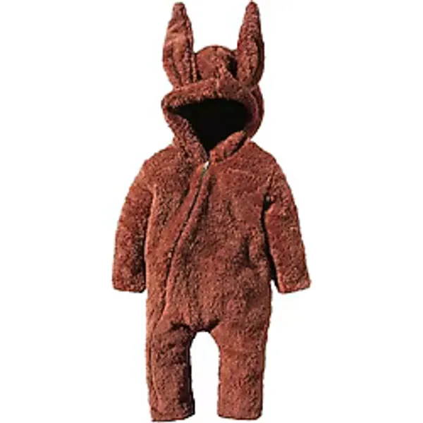X İpek Atlas Erkek Kız Bebek Çocuk Kışlık Tavşan Peluş Tulum (Kahverengi, 6 Ay)