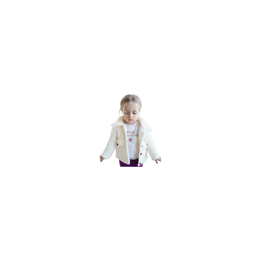 x Ipek Atlas Kız Erkek Bebek Çocuk Peluş Ceket Mont - Açık Ekru - 6 Yaş